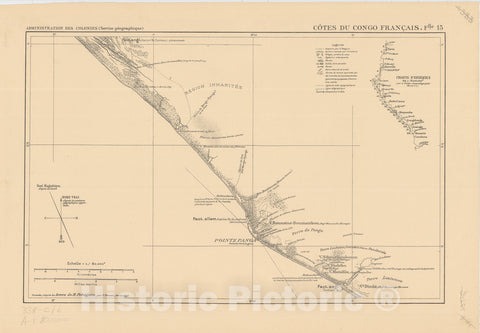 Map : Africa 1893 18, Atlas des co?tes du Congo franc?ais en vingt-deux feuilles a l'echelle de 1, Antique Vintage Reproduction