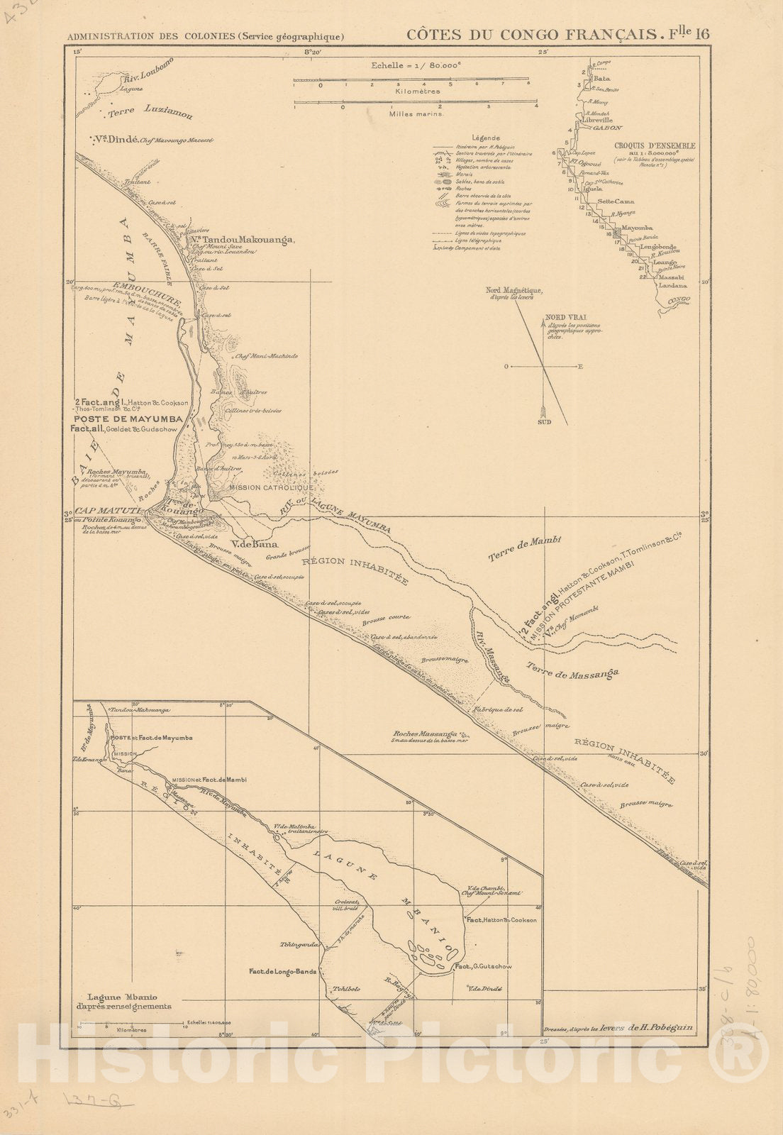 Map : Africa 1893 19, Atlas des co?tes du Congo franc?ais en vingt-deux feuilles a l'echelle de 1, Antique Vintage Reproduction