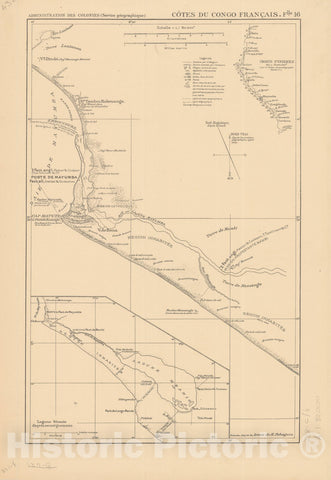 Map : Africa 1893 19, Atlas des co?tes du Congo franc?ais en vingt-deux feuilles a l'echelle de 1, Antique Vintage Reproduction