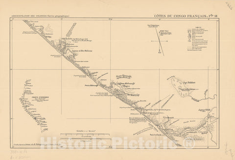 Map : Africa 1893 21, Atlas des co?tes du Congo franc?ais en vingt-deux feuilles a l'echelle de 1, Antique Vintage Reproduction
