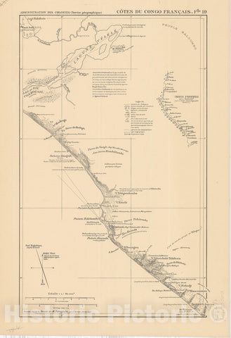 Map : Africa 1893 22, Atlas des co?tes du Congo franc?ais en vingt-deux feuilles a l'echelle de 1, Antique Vintage Reproduction