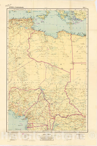Map : Africa 1941 3, Afrika, Verkehrskarte , Antique Vintage Reproduction