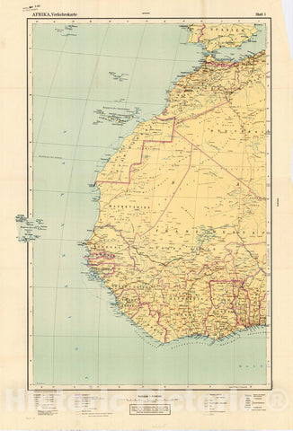 Map : Africa 1941 4, Afrika, Verkehrskarte , Antique Vintage Reproduction