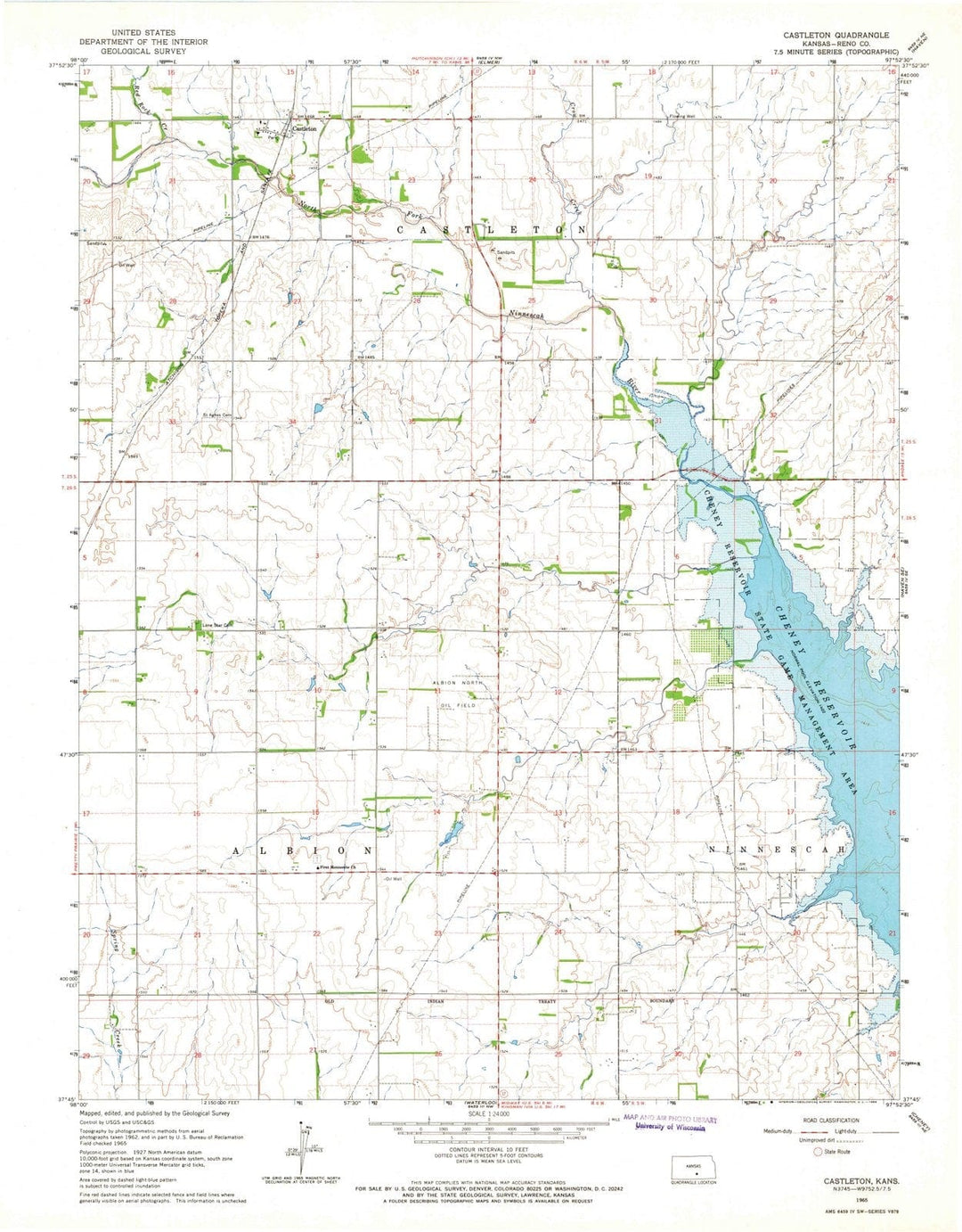 1965 Castleton, KS - Kansas - USGS Topographic Map