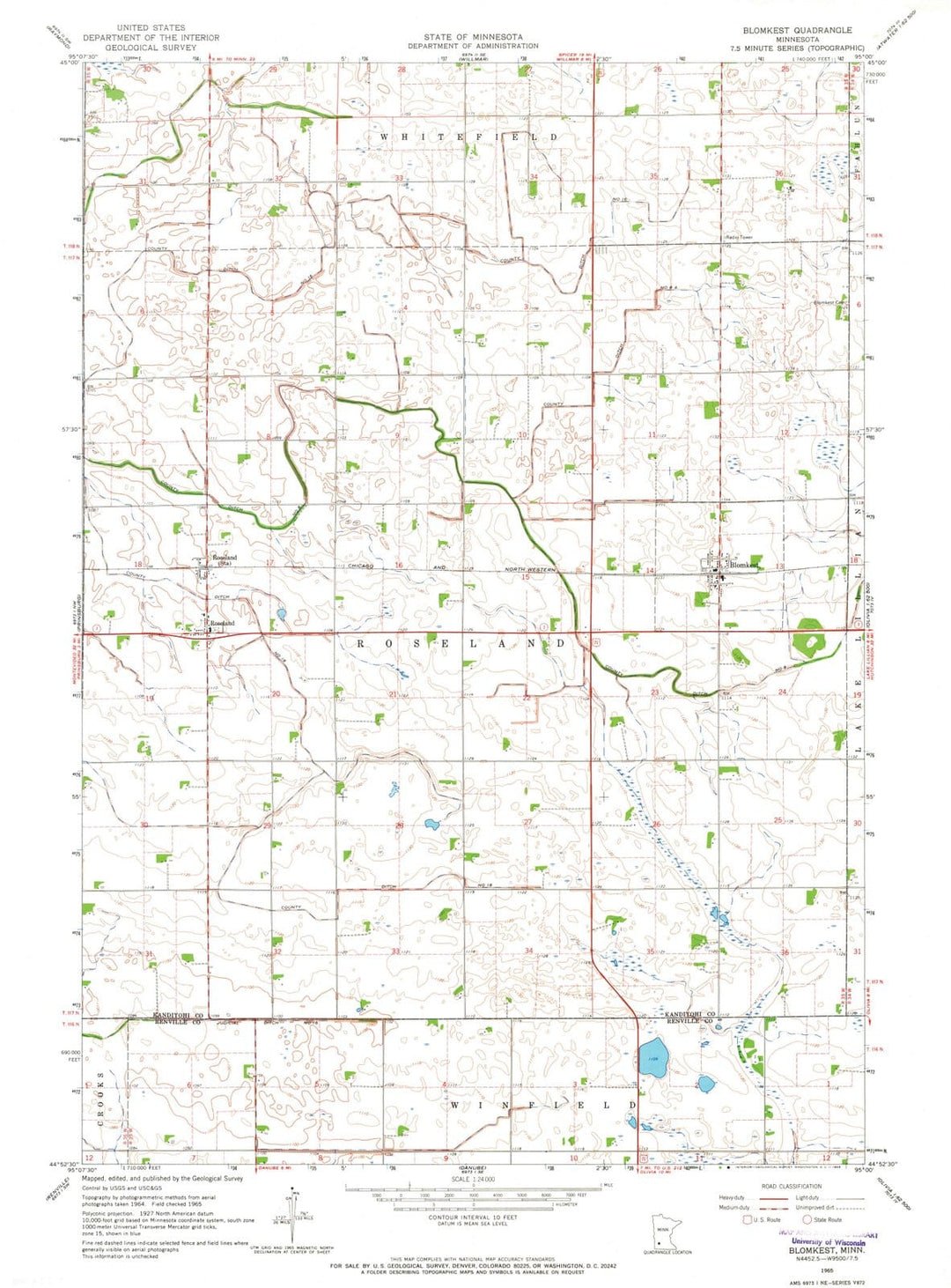 1965 Blomkest, MN - Minnesota - USGS Topographic Map