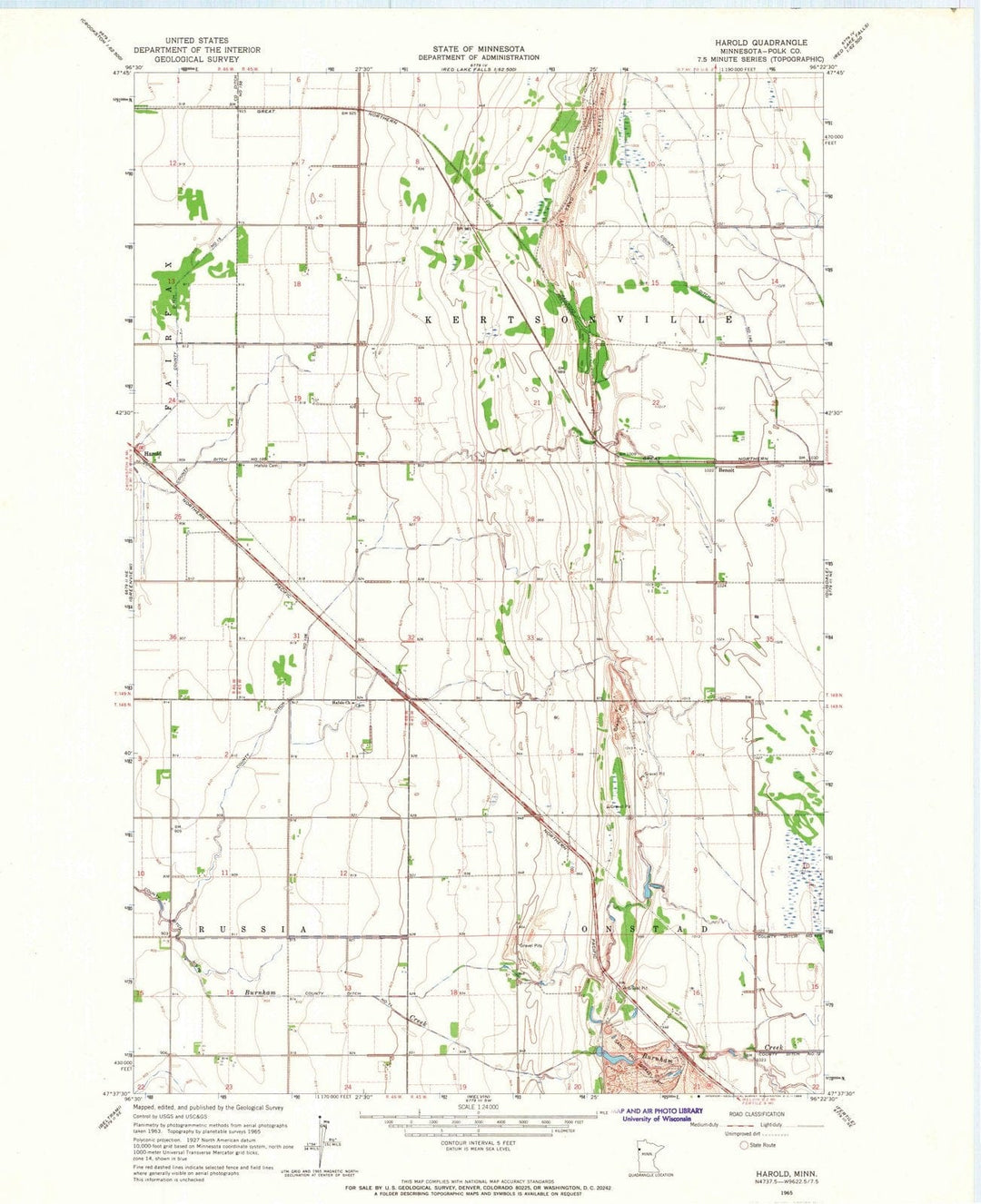 1965 Harold, MN - Minnesota - USGS Topographic Map
