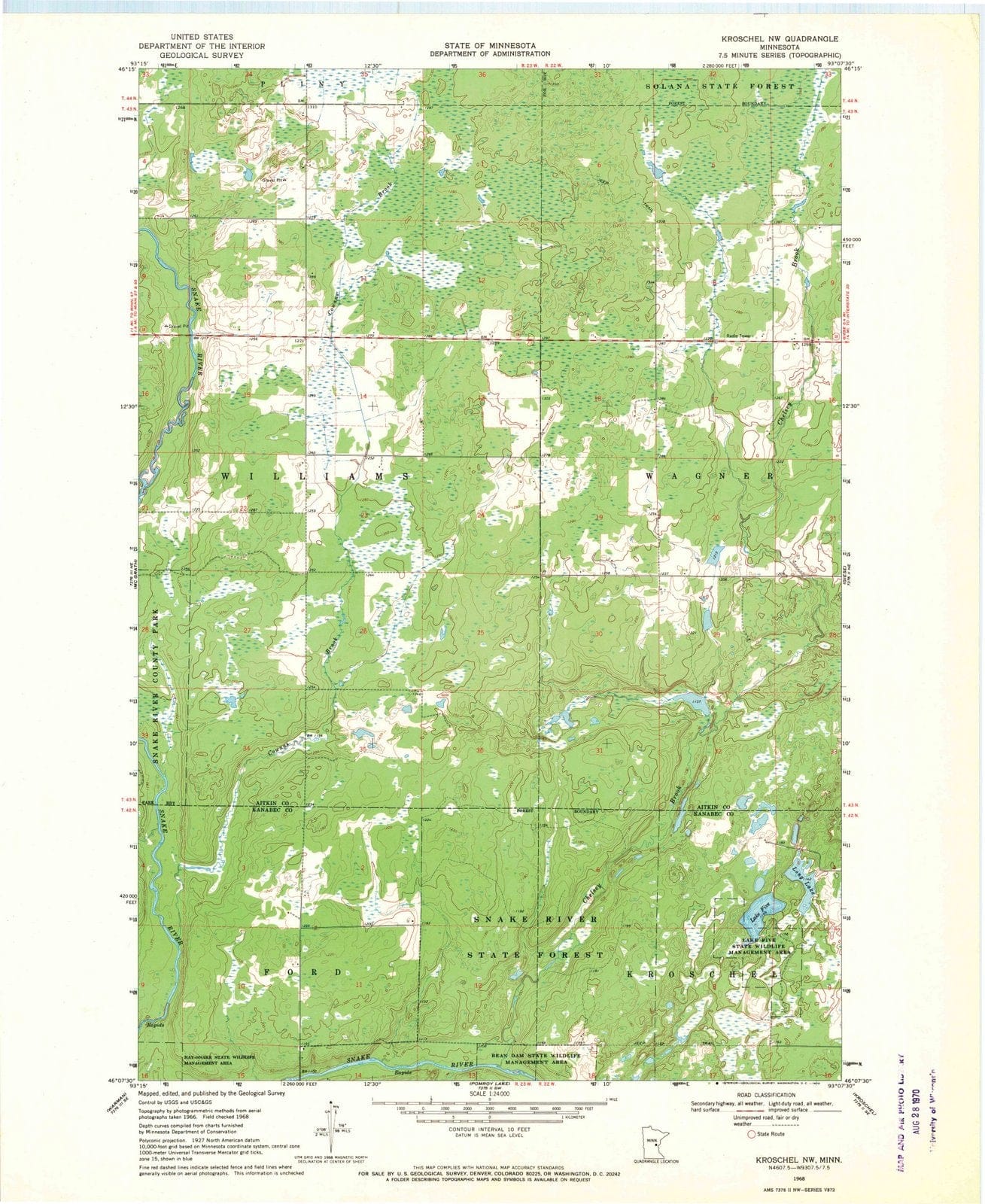 1968 Kroschel, MN - Minnesota - USGS Topographic Map