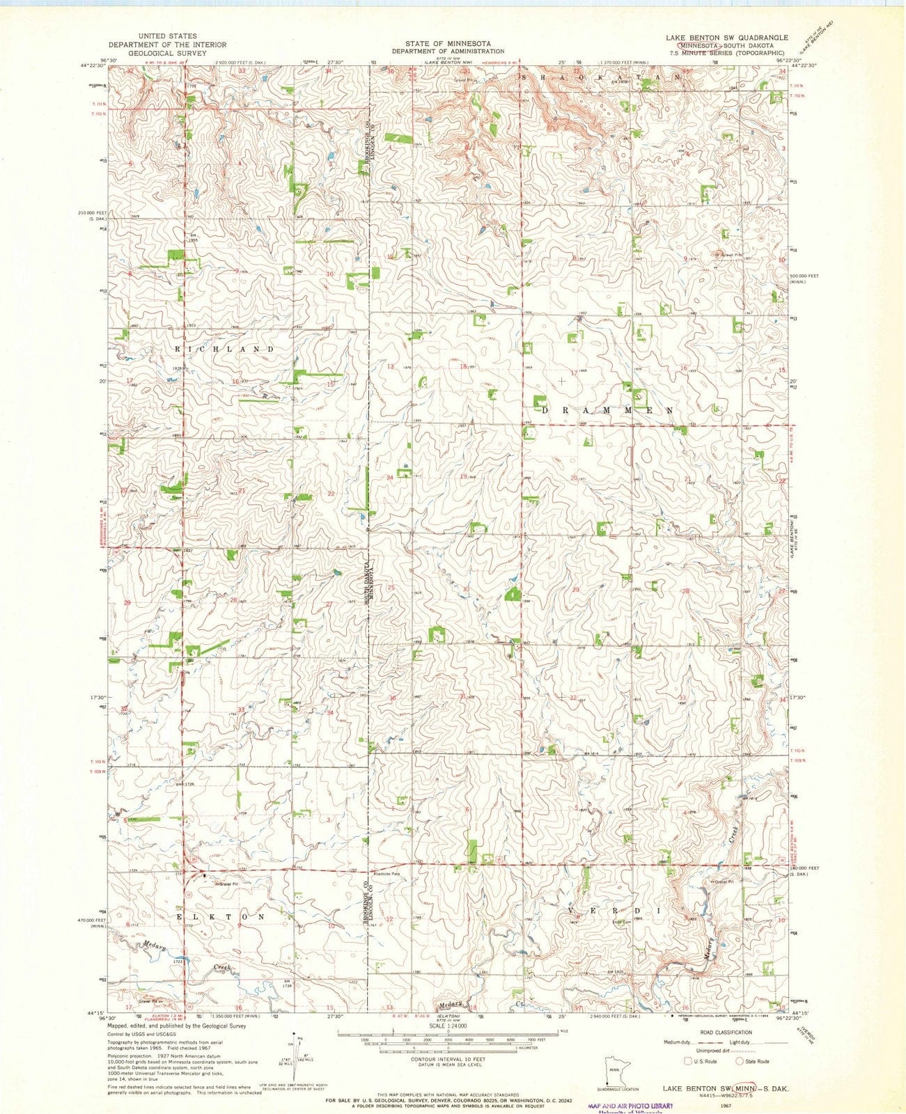 1967 Lake Benton, MN - Minnesota - USGS Topographic Map v2