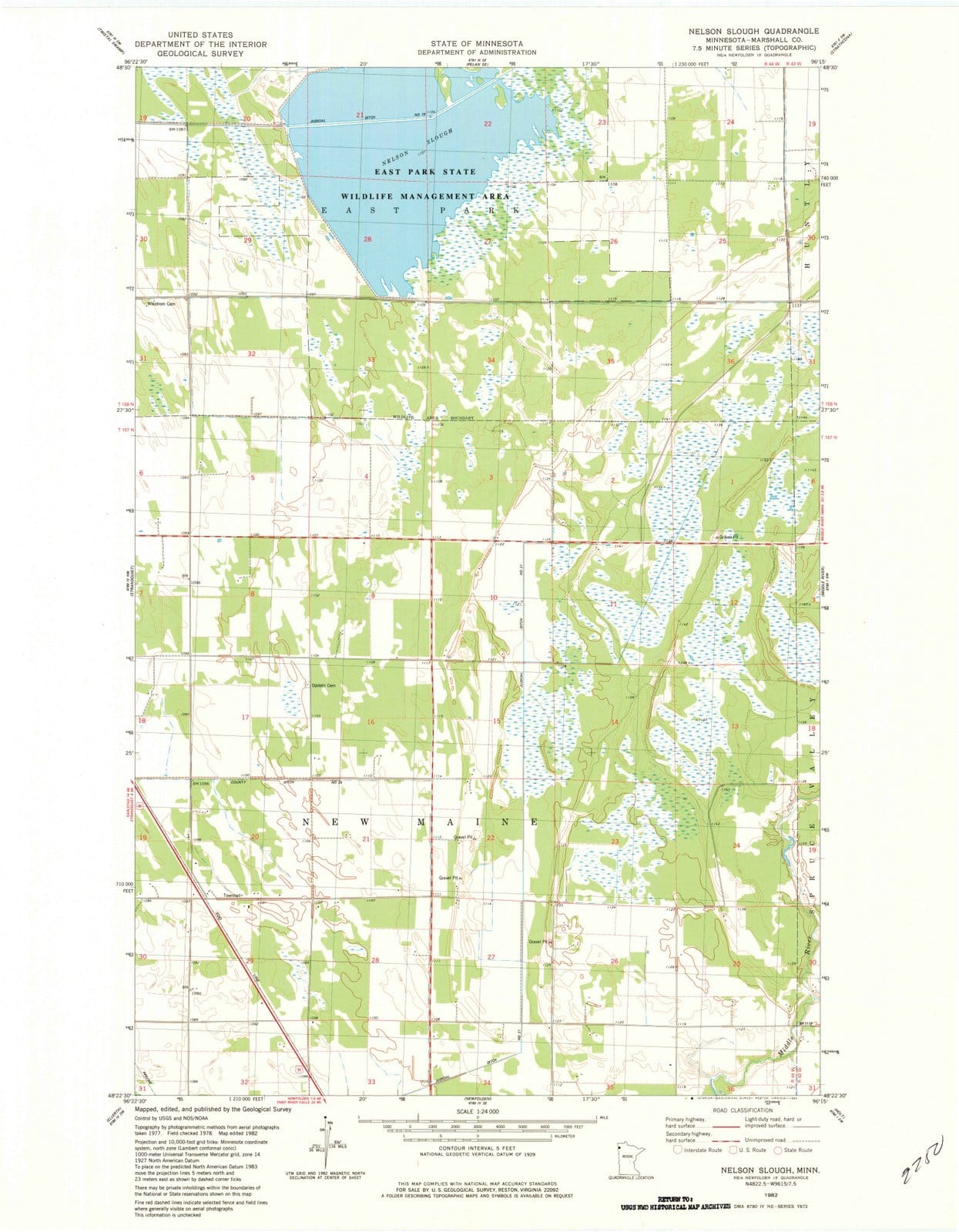 1982 Nelson Slough, MN - Minnesota - USGS Topographic Map