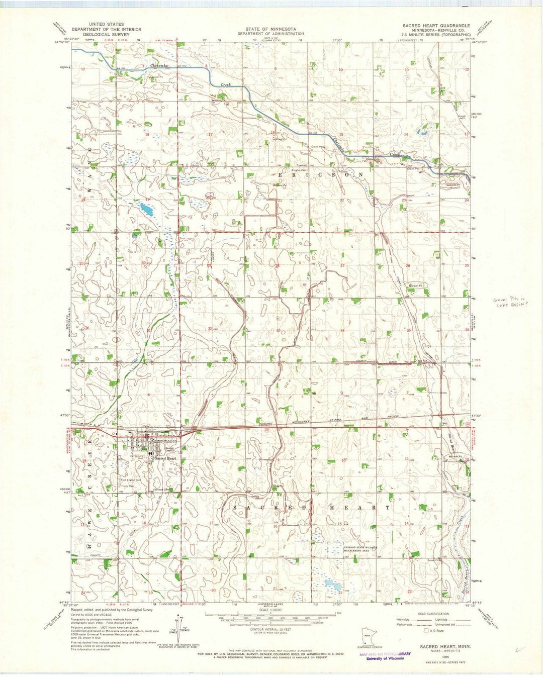 1965 Sacred Heart, MN - Minnesota - USGS Topographic Map