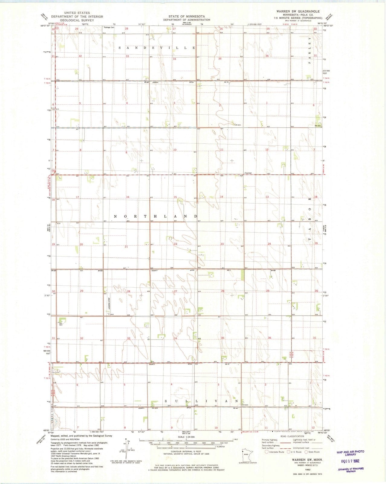 1982 Warren, MN - Minnesota - USGS Topographic Map
