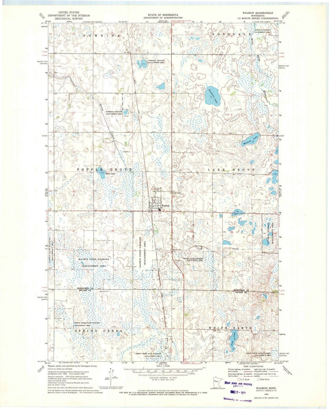 1969 Waubun, MN - Minnesota - USGS Topographic Map