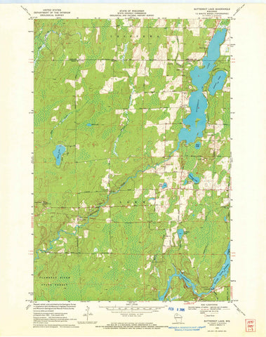 1970 Butternut Lake, WI - Wisconsin - USGS Topographic Map