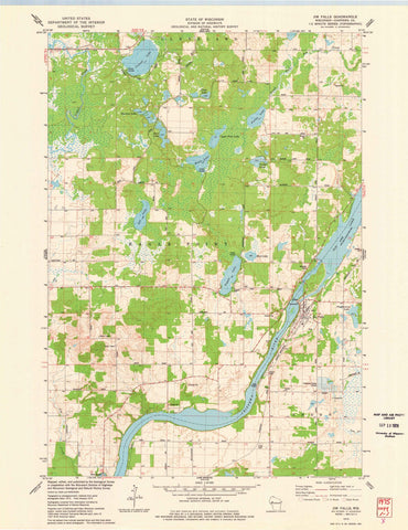 1975 Jim Falls, WI - Wisconsin - USGS Topographic Map
