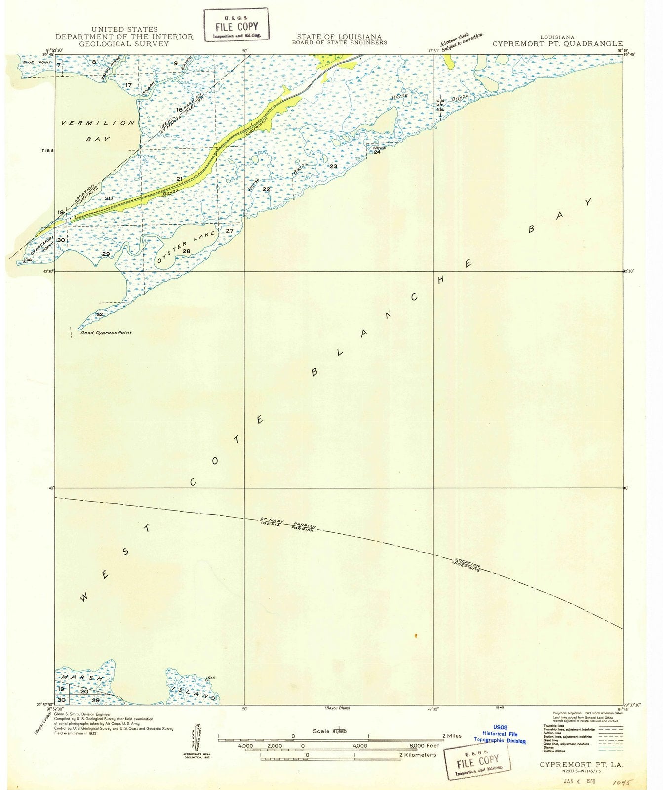1949 Cypremort Pt, LA - Louisiana - USGS Topographic Map