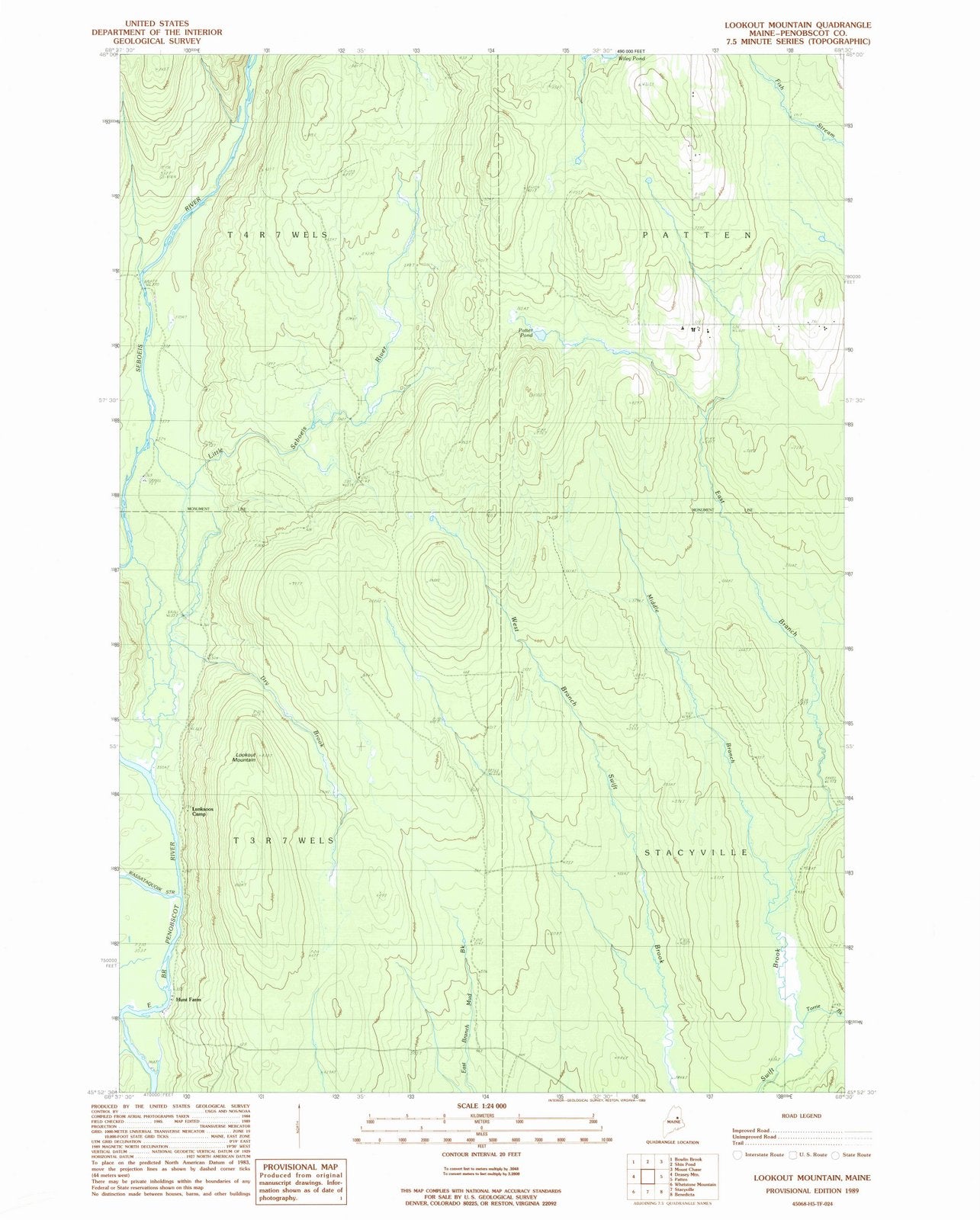 1989 Lookout Mountain, ME - Maine - USGS Topographic Map