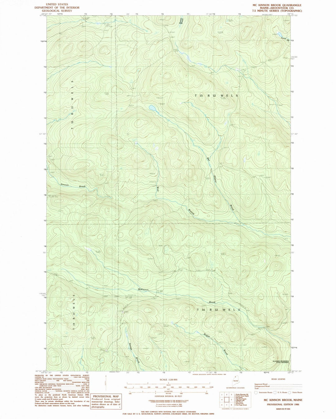 1986 Mc Kinnon Brook, ME - Maine - USGS Topographic Map