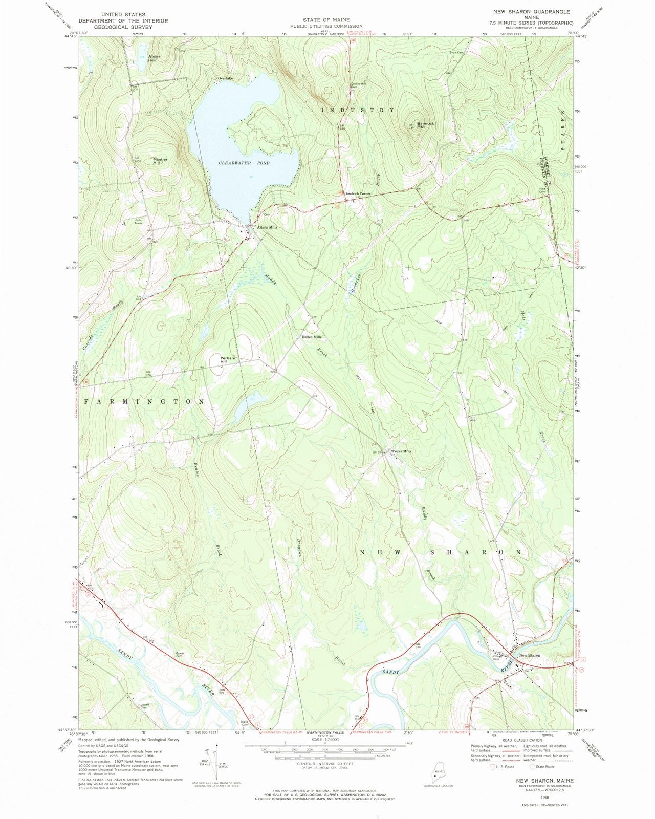 1968 New Sharon, ME - Maine - USGS Topographic Map