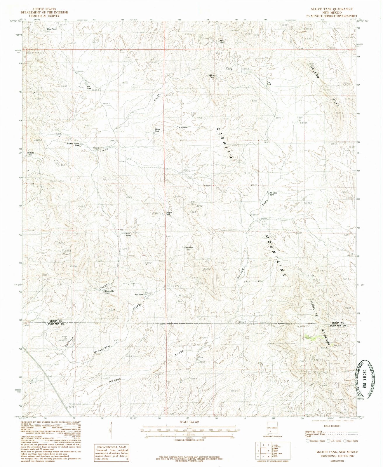 1985 McLeod Tank, NM - New Mexico - USGS Topographic Map
