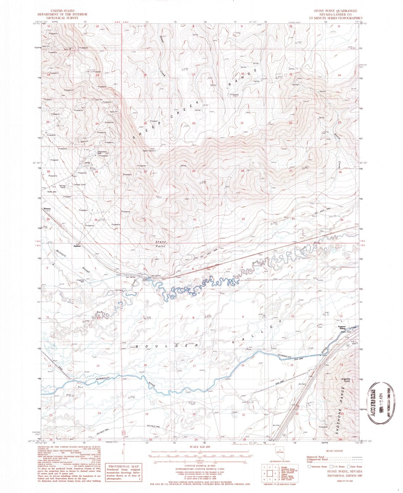 1985 Stony Point, NV - Nevada - USGS Topographic Map