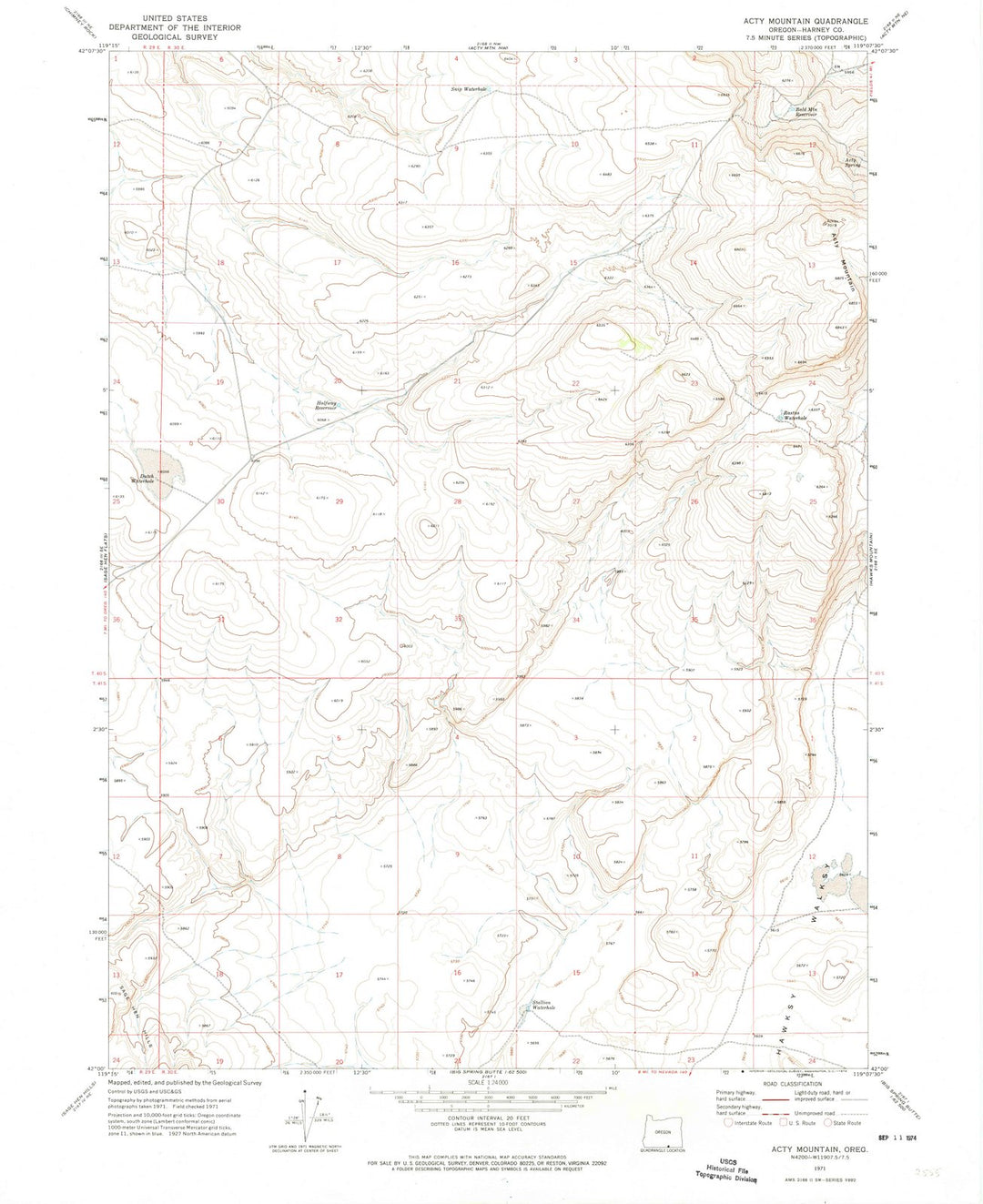 1971 Acty Mountain, OR - Oregon - USGS Topographic Map v3