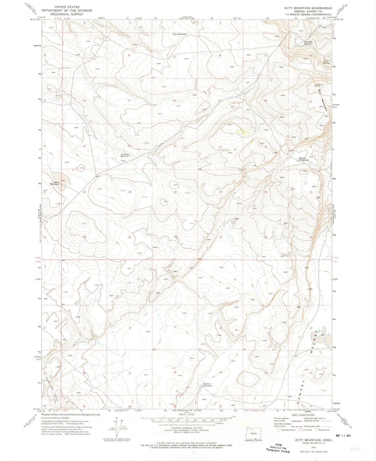 1971 Acty Mountain, OR - Oregon - USGS Topographic Map v3