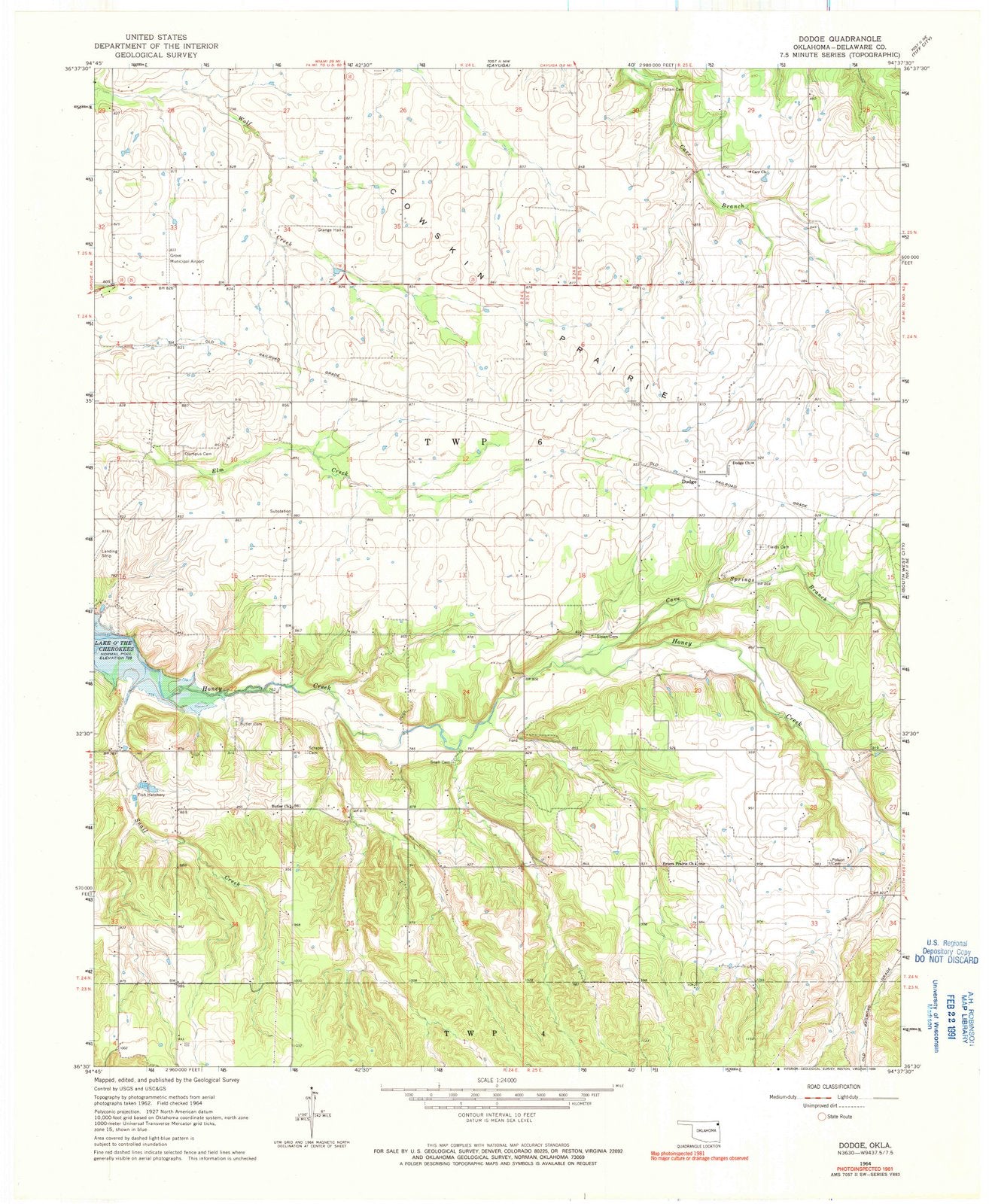 1964 Dodge, OK - Oklahoma - USGS Topographic Map