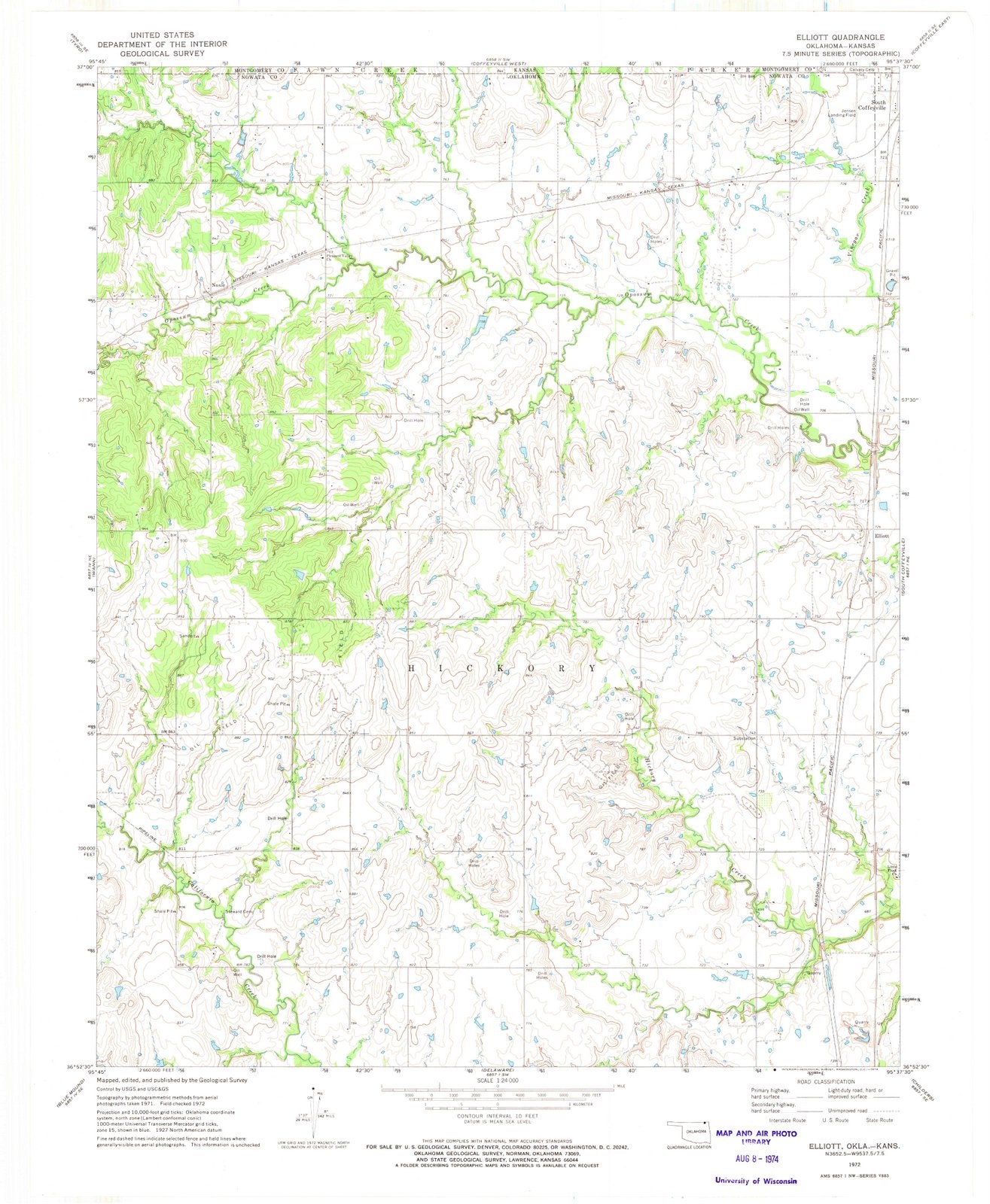 1972 Elliott, OK - Oklahoma - USGS Topographic Map