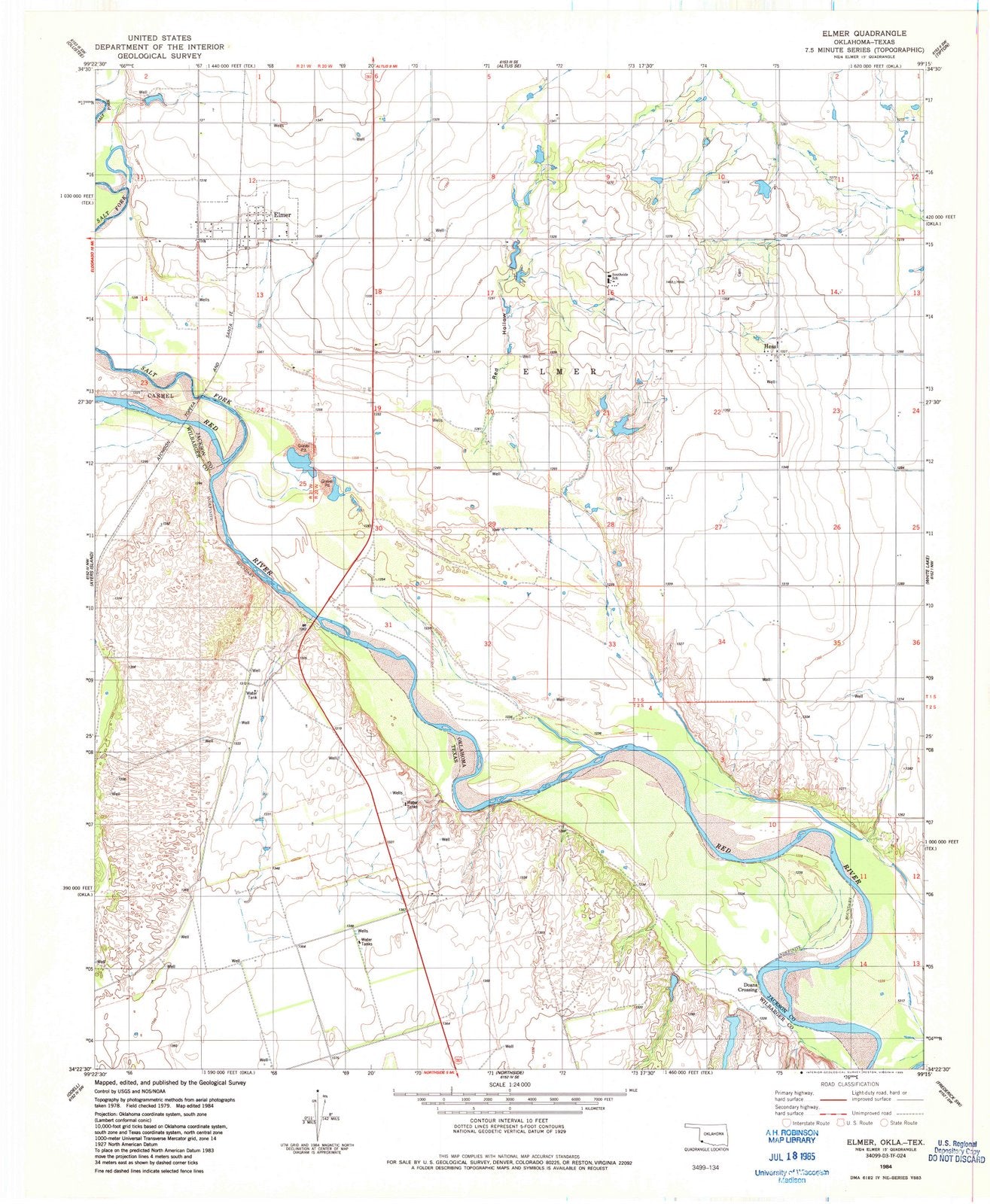 1984 Elmer, OK - Oklahoma - USGS Topographic Map