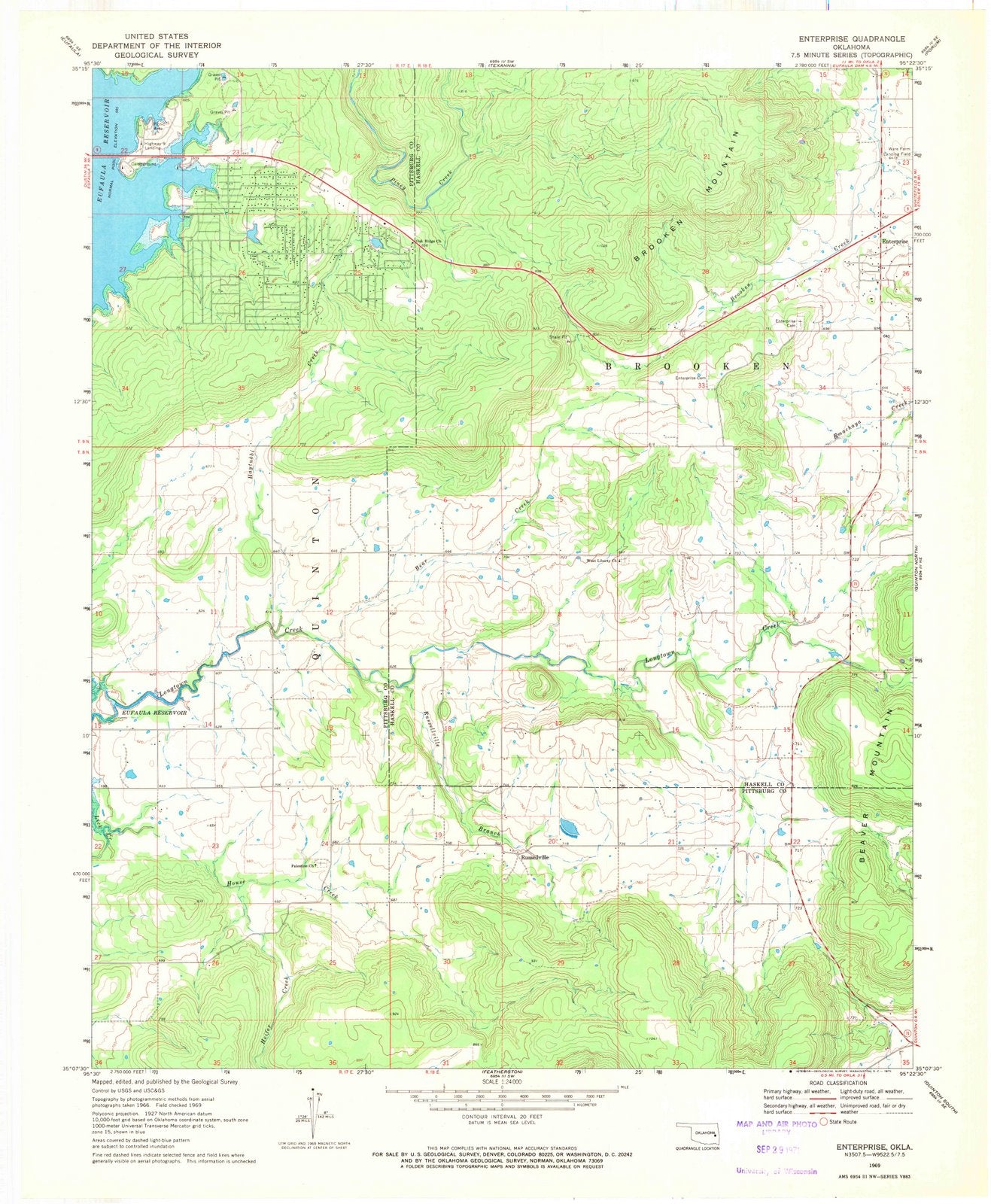 1969 Enterprise, OK - Oklahoma - USGS Topographic Map