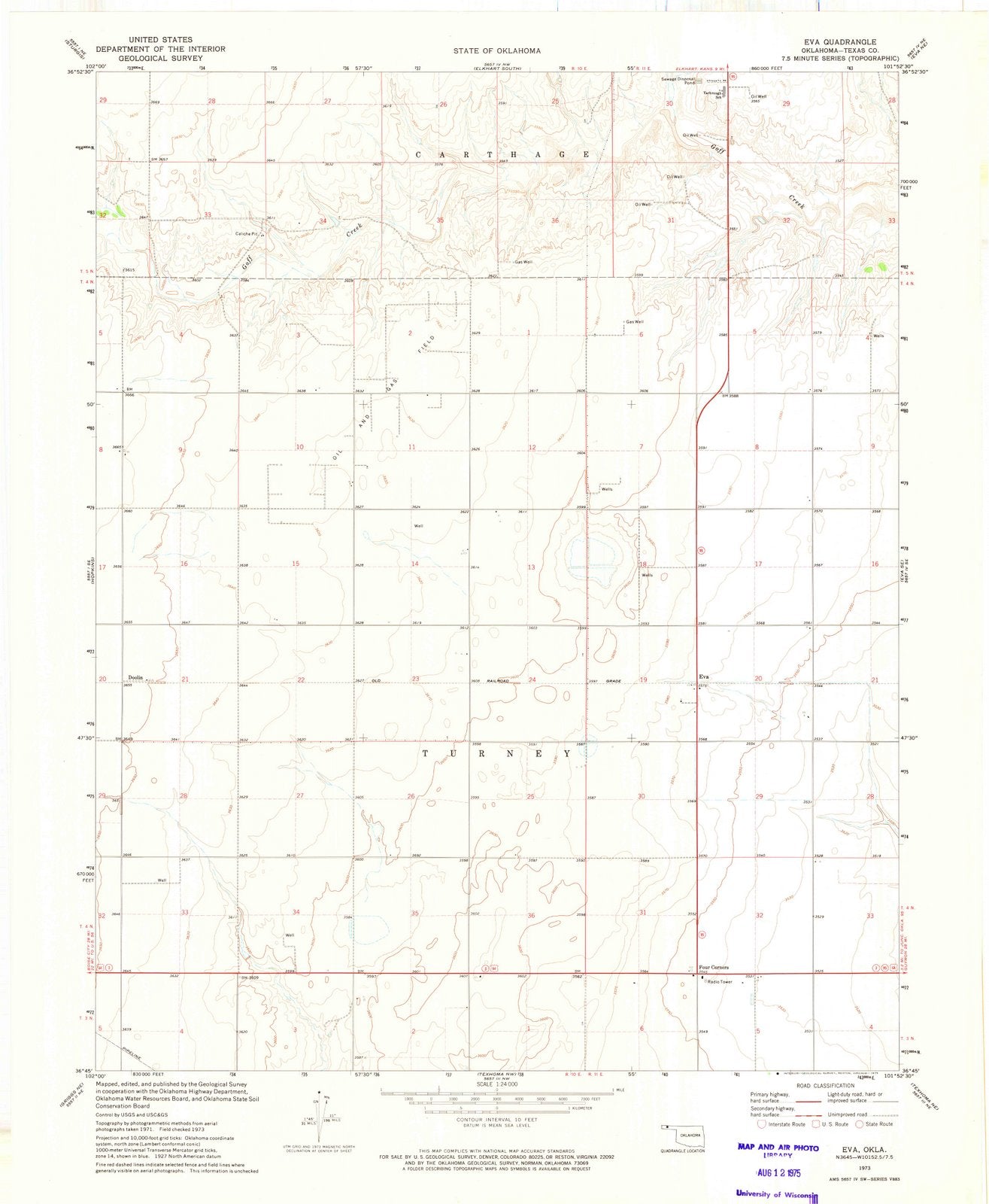 1973 Eva, OK - Oklahoma - USGS Topographic Map v3
