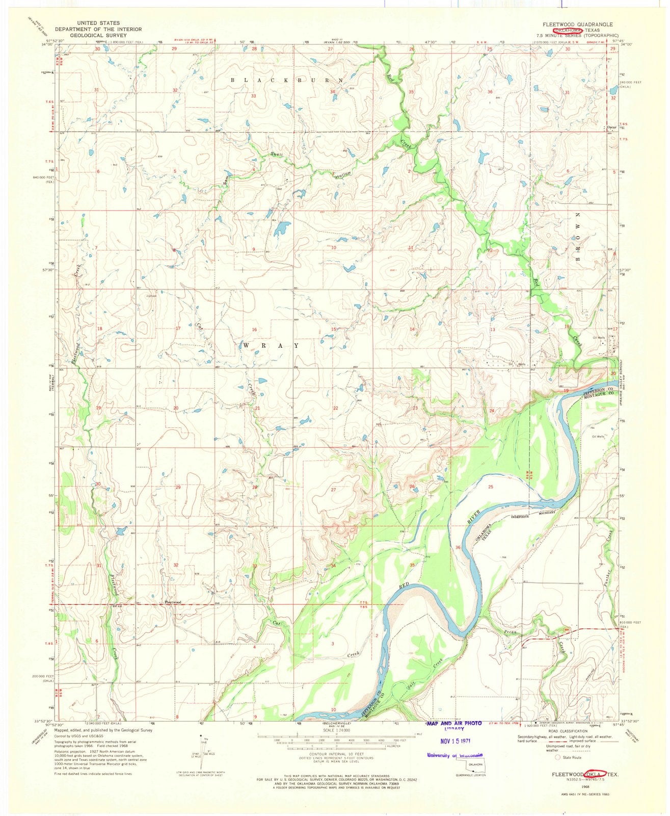 1968 Fleetwood, OK - Oklahoma - USGS Topographic Map