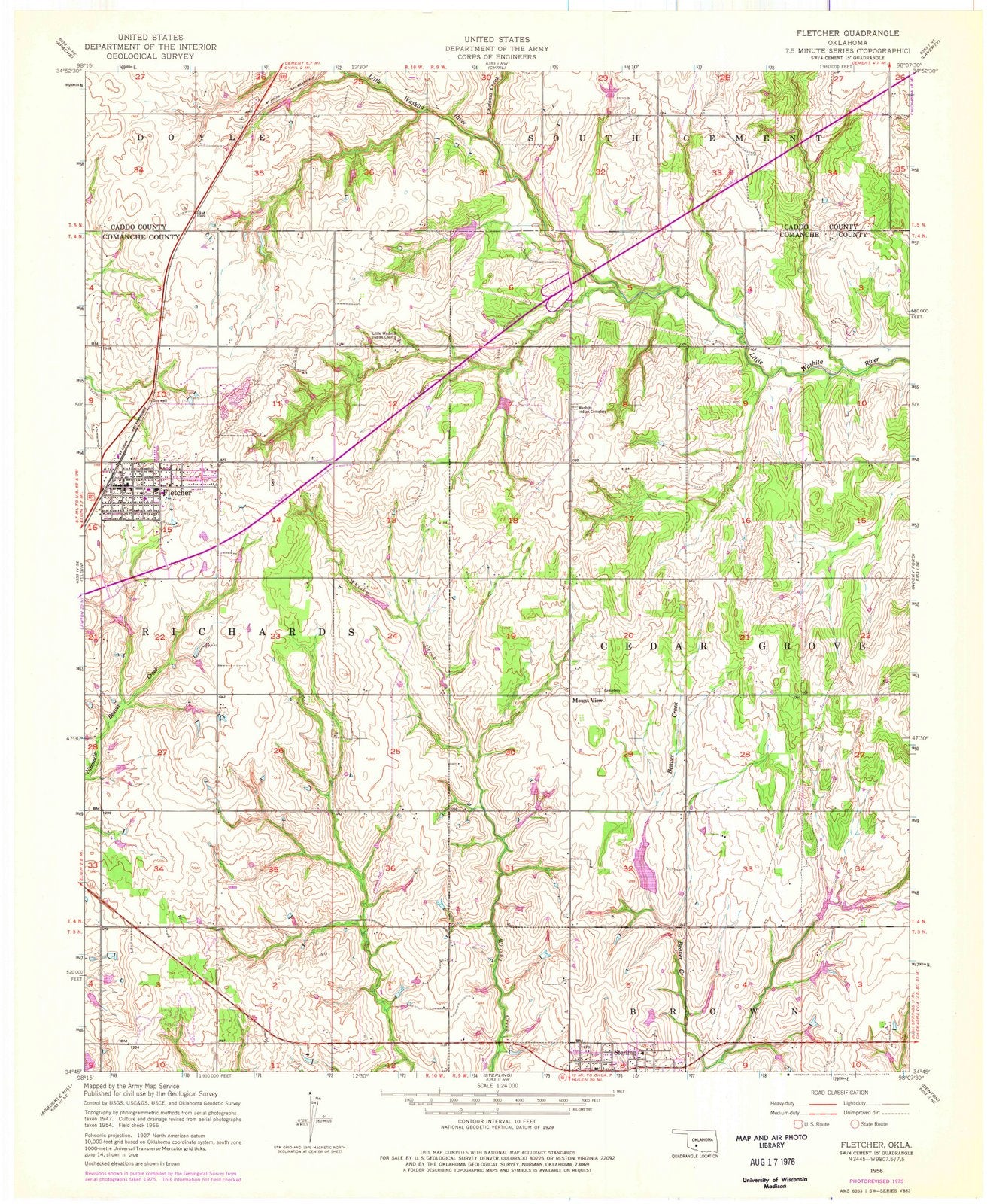 1956 Fletcher, OK - Oklahoma - USGS Topographic Map