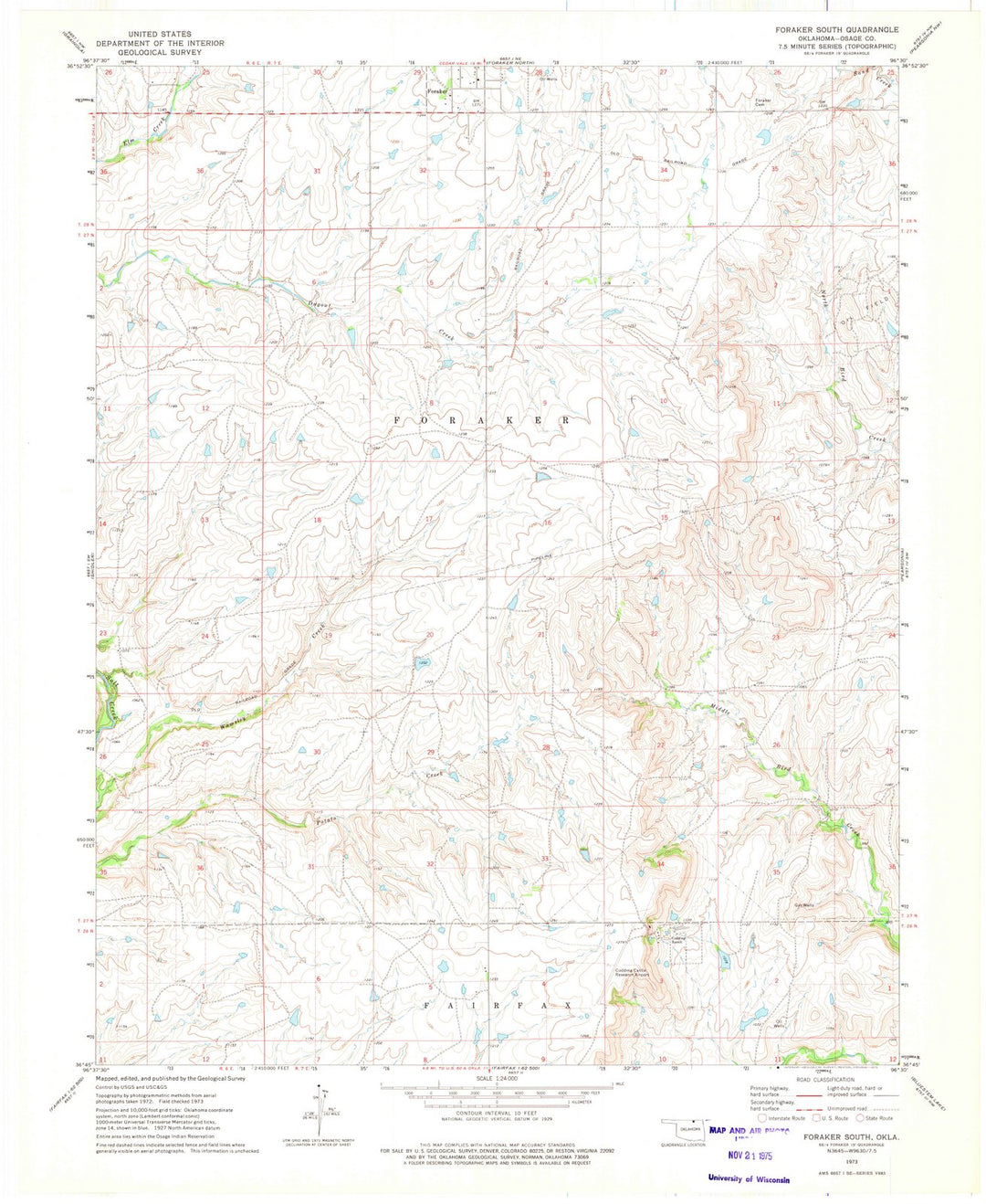 1973 Foraker South, OK - Oklahoma - USGS Topographic Map