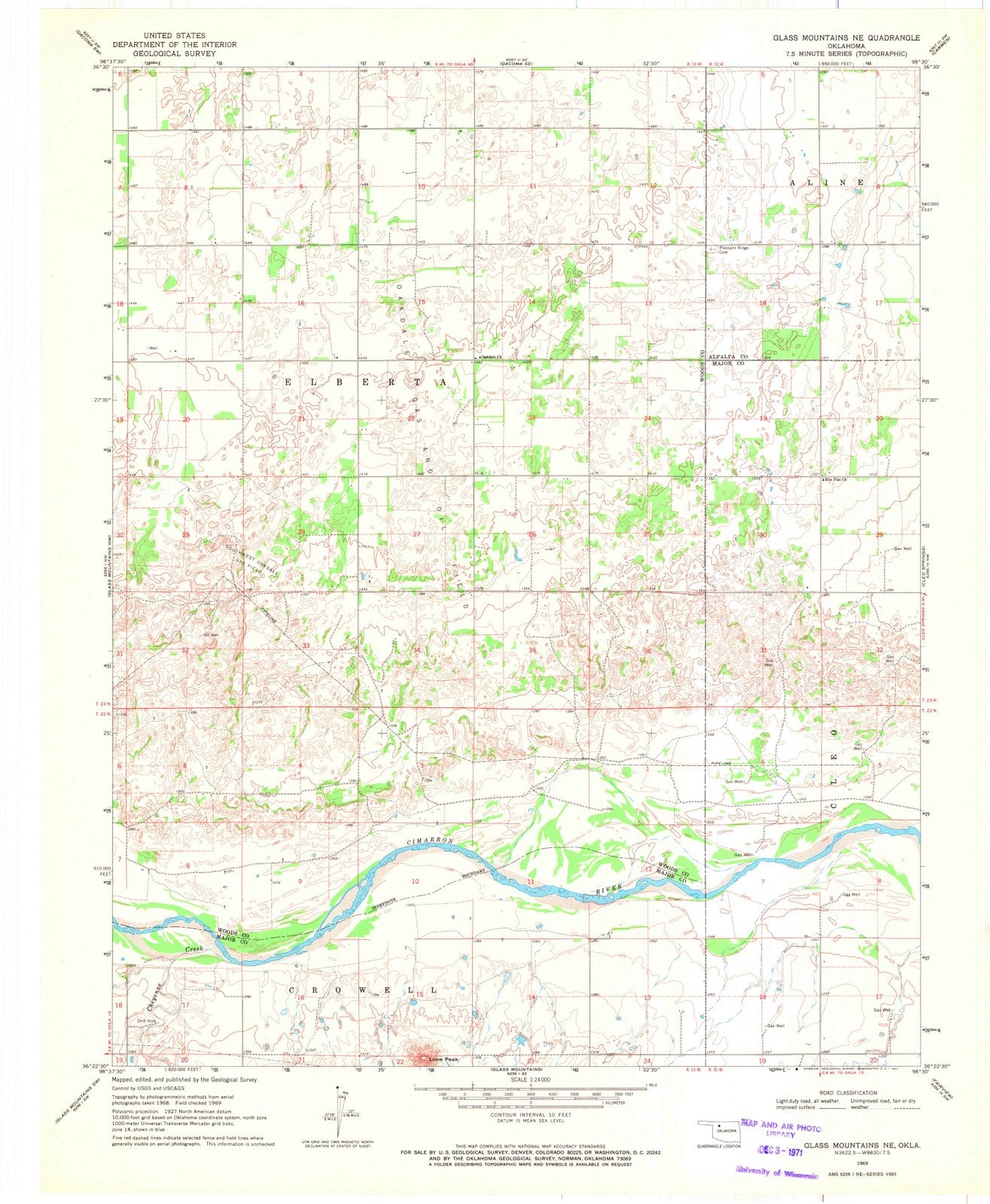 1969 Glass Mountains, OK - Oklahoma - USGS Topographic Map