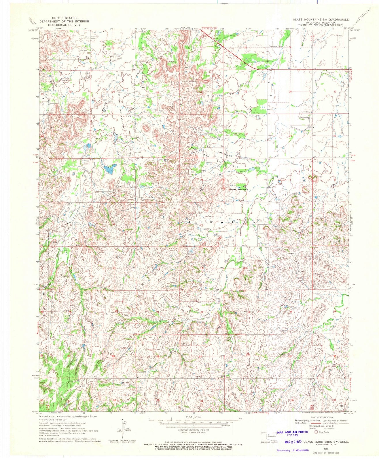 1969 Glass Mountains, OK - Oklahoma - USGS Topographic Map v3