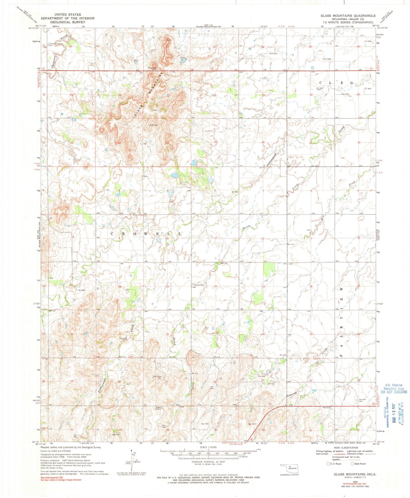 1969 Glass Mountains, OK - Oklahoma - USGS Topographic Map v4