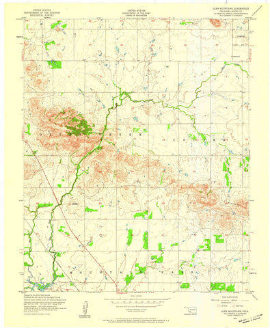1956 Glen Mountains, OK - Oklahoma - USGS Topographic Map