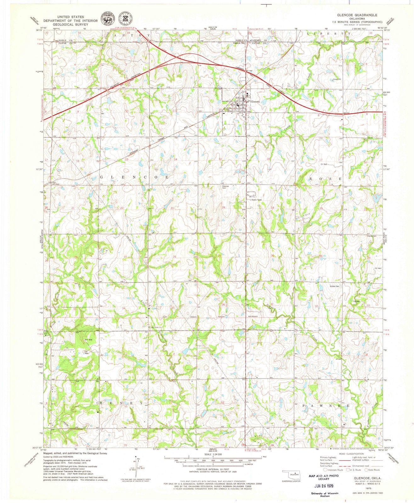 1975 Glencoe, OK - Oklahoma - USGS Topographic Map