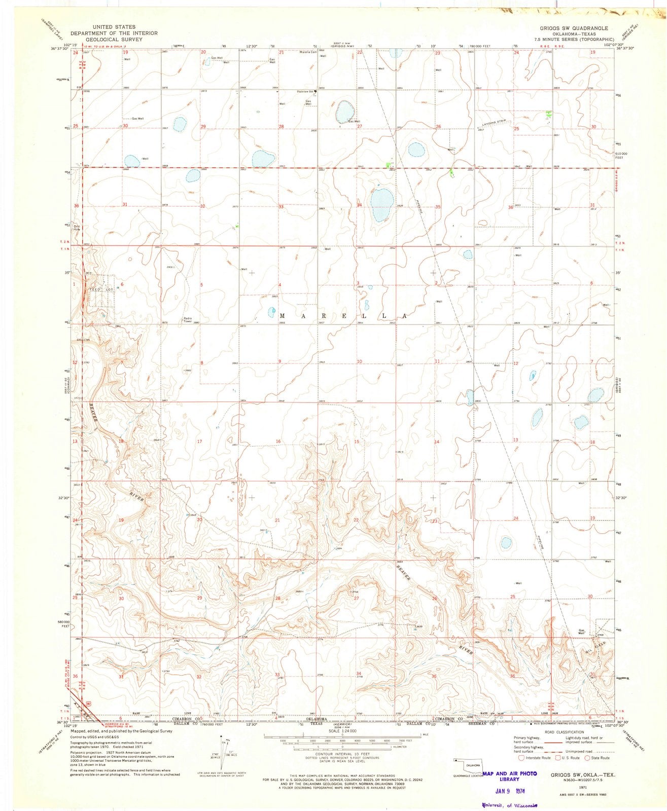1971 Griggs, OK - Oklahoma - USGS Topographic Map v3