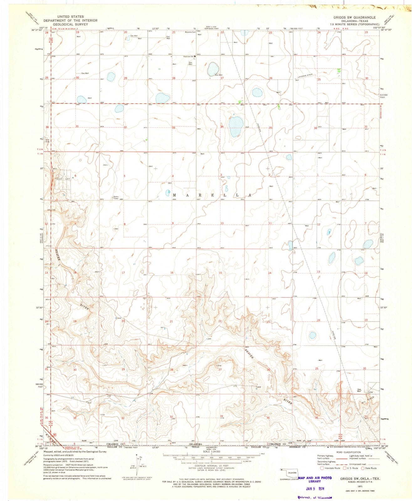 1971 Griggs, OK - Oklahoma - USGS Topographic Map v3