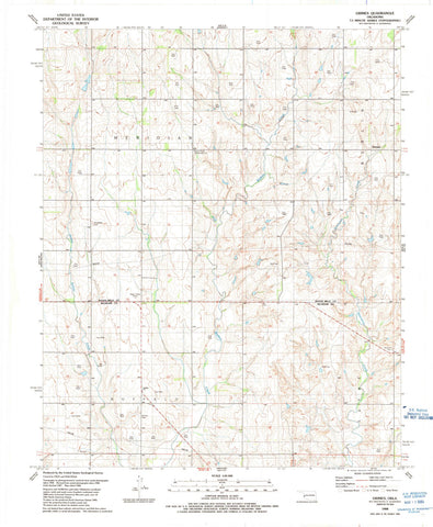 1988 Grimes, OK - Oklahoma - USGS Topographic Map