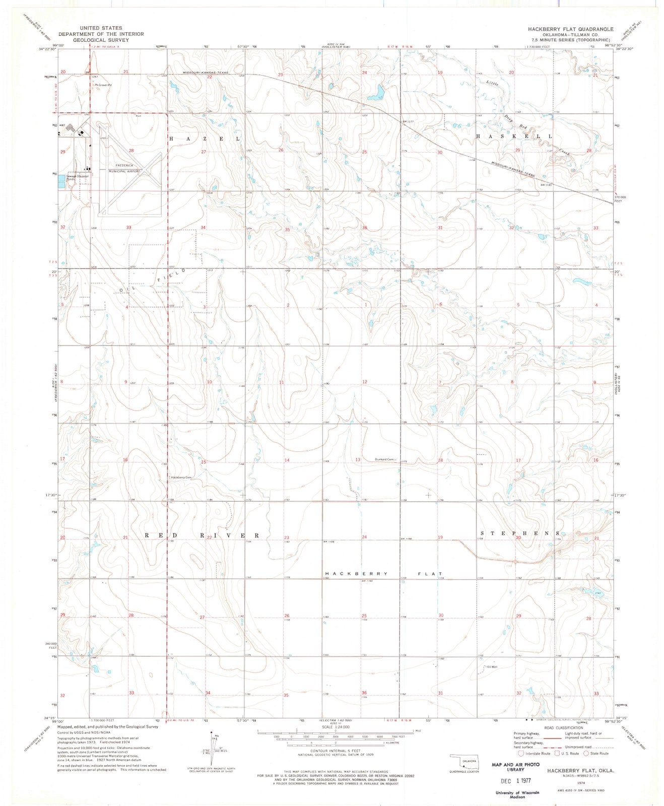 1974 Hackberry Flat, OK - Oklahoma - USGS Topographic Map