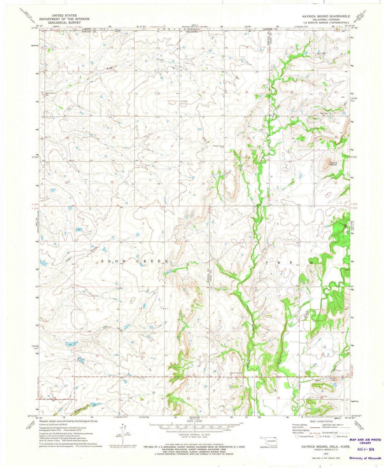 1972 Hayrick Mound, OK - Oklahoma - USGS Topographic Map