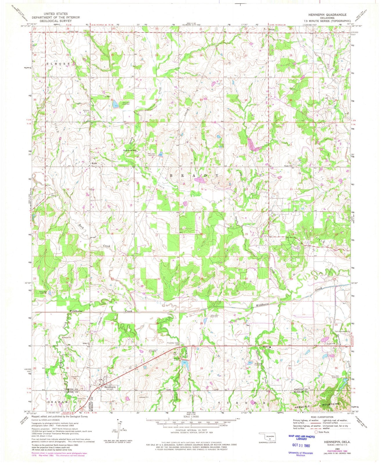 1969 Hennepin, OK - Oklahoma - USGS Topographic Map