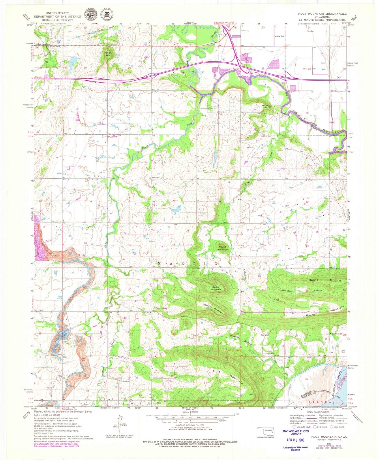 1963 Holt Mountain, OK - Oklahoma - USGS Topographic Map