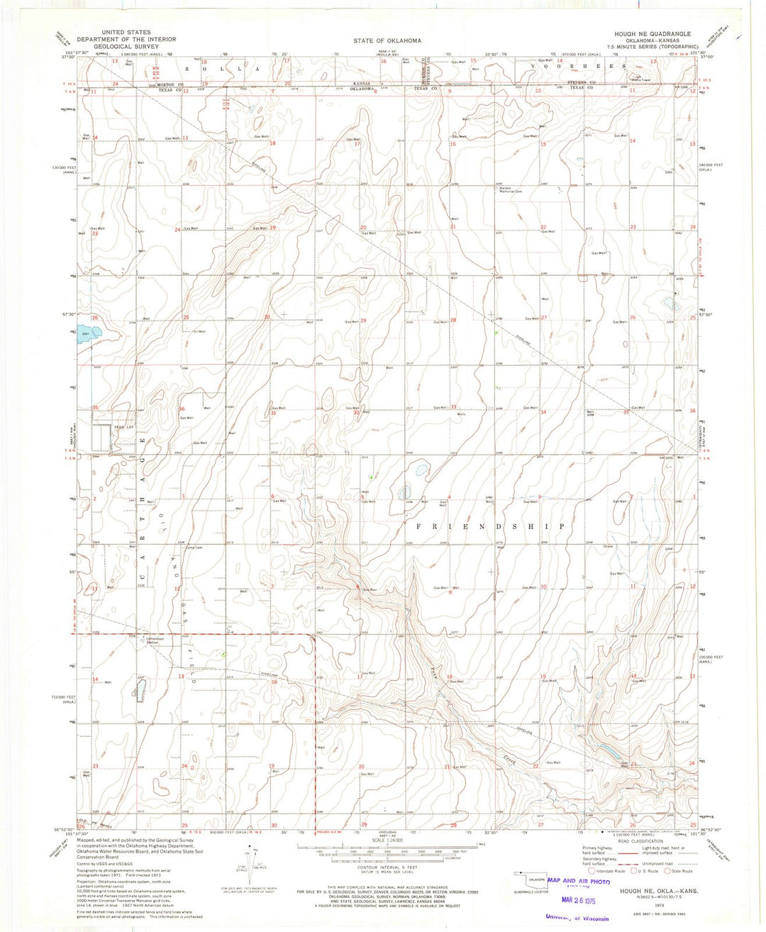 1973 Hough, OK - Oklahoma - USGS Topographic Map