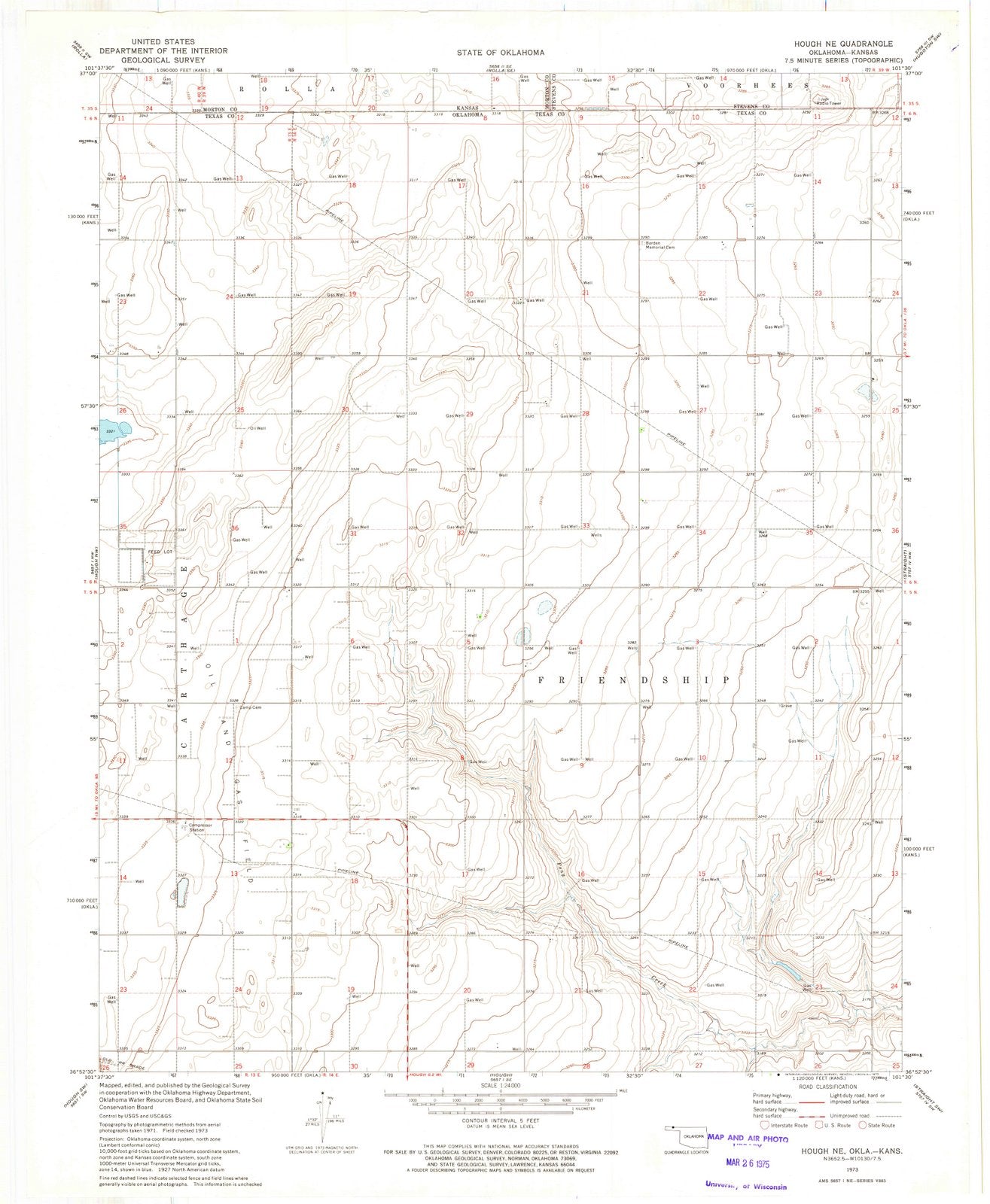 1973 Hough, OK - Oklahoma - USGS Topographic Map