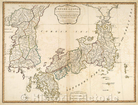 Historic Map : The Empire of Japan divided into Seven Principal Parts and Subdivided into Sixty Six Kingdoms, 1794 , Vintage Wall Art