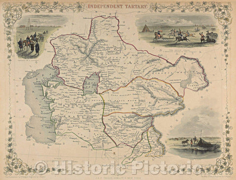 Historic Map : Independent Tartary, 1851 , Vintage Wall Art
